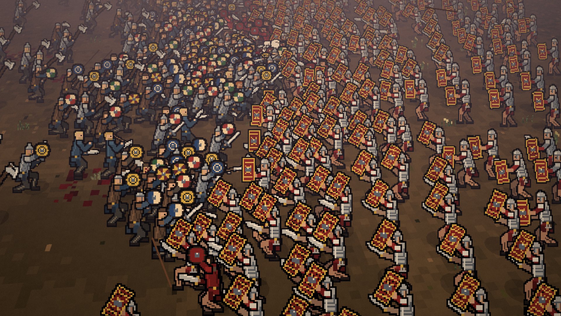 The Legion's shield wall meets the Norse charge, a thousand men on the field.